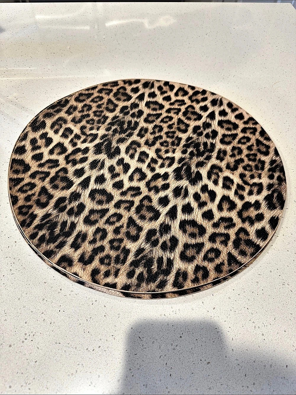 Round Leopard Print Placemats Set of 4